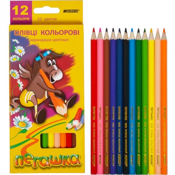 Олівці 1010-12 СВ 12 кольорів шестигранні Пегашка