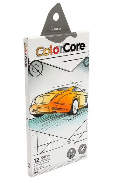 Олівці 3100-12CB шестигранні d=4.0+1 графітні НВ , ColorCore (new), Marco. Фото 2