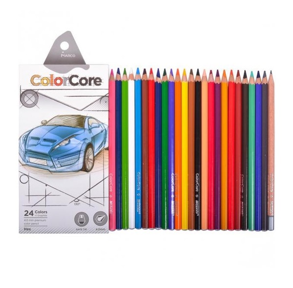 Олівці 3100-24CB шестигранні d=4.0+1 графітні НВ , ColorCore (new), Marco. Фото 2