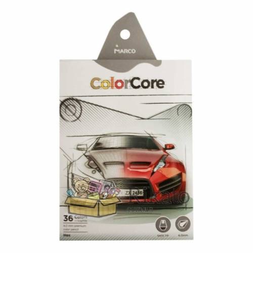 Олівці 3100-36CB шестигранні d=4.0+1 графітні НВ , ColorCore (new), Marco