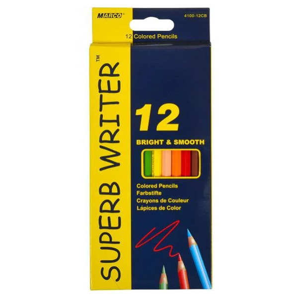Олівці 4100-12CB 12 цветов шестигранные, Superb Writer,  Marco