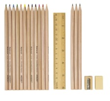 Олівці 6810-15FMCY Cylinder графитные 12кол. + 3 з точилкою і лінійкою, Natural - Cedarlite,  Marco. Фото 2