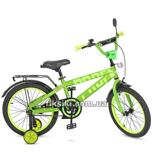 Велосипед дитячий PROF1 18д. T18173 (1шт) Flash,салатовый,звонок,доп.колеса