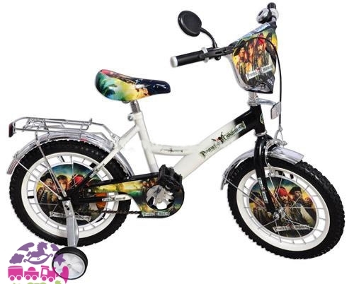 Велосипед дитячий мульт 12 д. P1236P (1 шт) PT, дзеркало, дзвінок, чорно-білий, в кор-ке, 76-64-50см