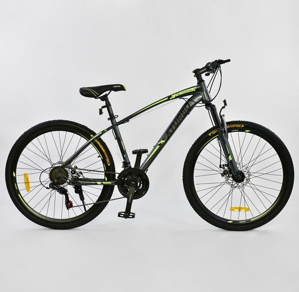 Велосипед спорт,CORSO X-Turbo 26.дюйма 0015-793 GREY-YELLOW рама алюм,17, 21 швидк,,зібр,75%