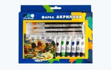 Фарба акрилова у тюбиках 12 кол  і 4 пензлики1812РАС