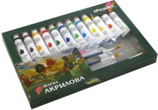Фарби тюбиках AC12-12F 12штх12мл акрилові+4кісточки+палітра