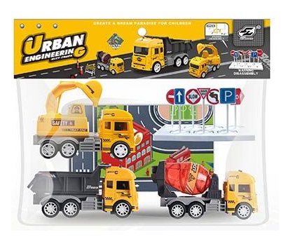 Набір машин JW567-046 (96/2) "City Truck", 2 види, інерція, 3 машинки, килимок, в пакеті. Фото 2