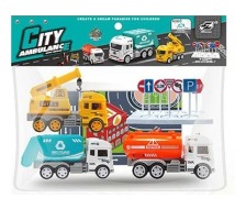 Набір машин JW567-046 (96/2) "City Truck", 2 види, інерція, 3 машинки, килимок, в пакеті