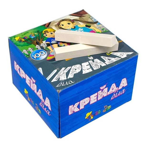 Крейда біла, квадратна, 12х12х100мм,100шт., НеЗнайка 827051