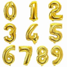 Кульки повітряні, фольговані, 32'',  цифри, золото, Лідер