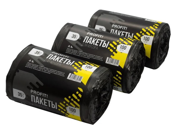 Пакети для сміття35*100 сині/чорні Profit міцні. Фото 2