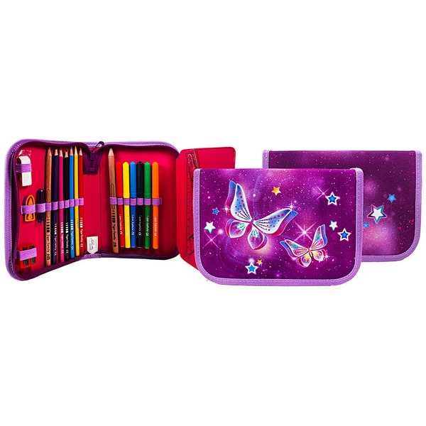 Пенал 1 відділ.1 відворот з наповненням Butterflies NQ18-B05