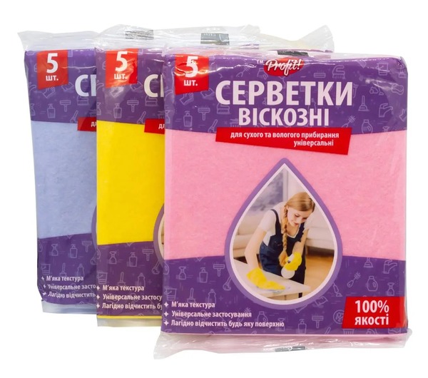 Салфетки віскозні 5-ти шт 30*38