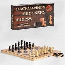 Шахи W7783 (72) 3в1, дерев'яна дошка, дерев'яні шахи, в коробці