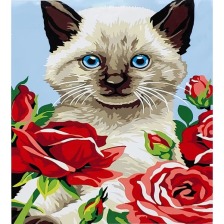 Картина 6645 Котик у трояндах 30*40см