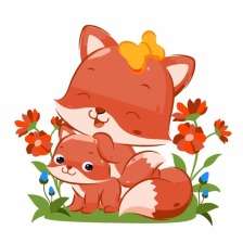 Картина 0850 Лисиця з лисеням 30*30см