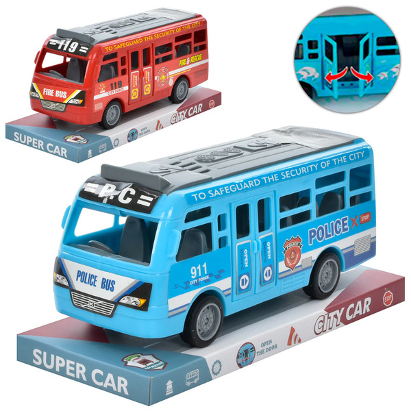Автобус XY331-09P (120шт) інерц, 18см, двері що відкр, 2 види, в слюді. Фото 2