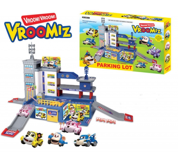 Гараж ZY607/577 "Robocar POLI"/"Vroomiz"с героями 2в.кор.43*7*27 ш.к./36/