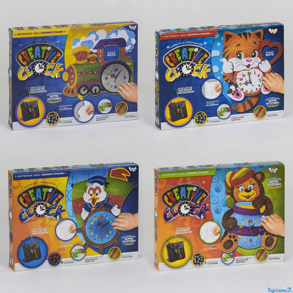 Годинник "Creative  clock" глітер (10) СС-01-01, 02, 03, 04, 05