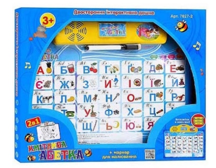 Абетка 7027-2 (12шт) мовець, укр.абетка, звук, на бат-ке, в кор-ке,