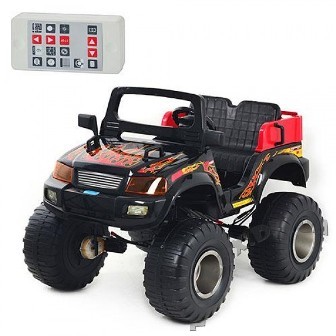 Джип M 1713 R-2 (1шт) р/у, 4 мотора по 6V, аккум 12V/12AH,двухместный,5-9лет,4-8км/ч,черн-красн,