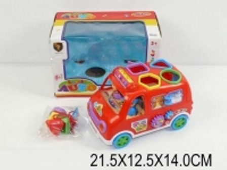 Автобус GP2111 (48шт/2)-сортер, батар.,в кор. 32*14*13см