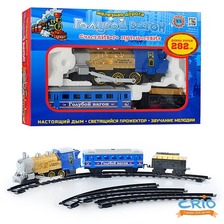 ЖД 70144 (611) (24шт) Голубой вагон, муз, свет, дым, длина путей 282см, в кор-ке, 38-26-7см
