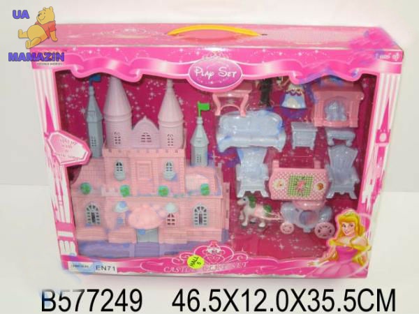 Замок 8043 батар.муз.свет.с мебелью, куклами, каретой кор.47*36*12 ш.к./12/