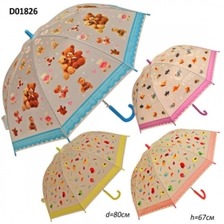 Зонт D01826 (60шт / 5) прозорого., З ведмедиками, рибками ... 50см