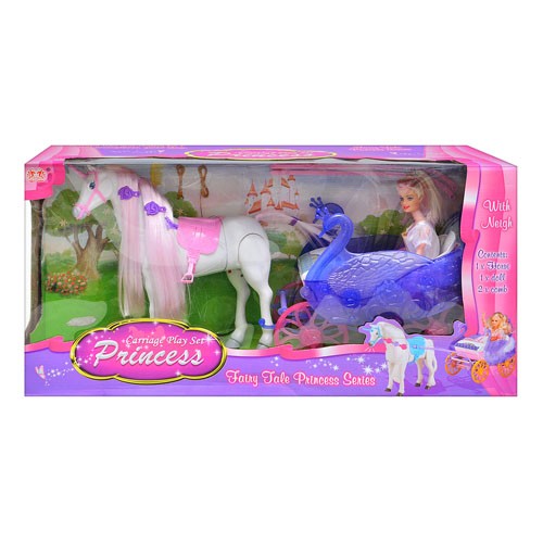 Карета 38386 с лошадью и куклой батар.муз.кор.60*18,5*30 ш.к./6/