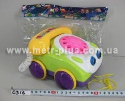 Каталка 0316 (48шт) машина - телефон, в кульке, 18-17см