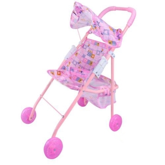 Коляска M 0353 U/R (24шт) жел, прогулочная, колеса светящиеся, корзинка, козырек,в кульке,54-52-27см