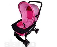 Коляска дитяча TROVATA T6-8 (1шт) рожева, алюм рама, колеса 7х6 з амортизаторами, одноступ гальмо,