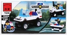 Конструктор "Brick" 124 (80шт)"Полиция" 39 дет., машина,человечек, от 6-ти лет, в собр.кор. 14*7*5см