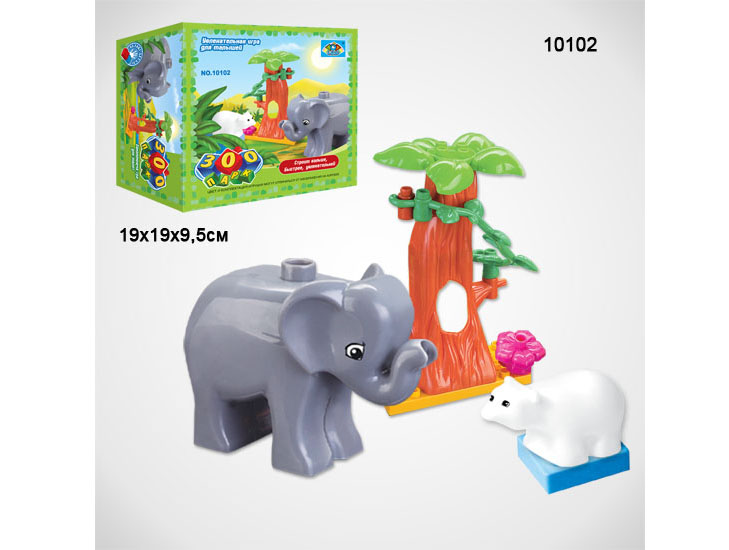 Конструктор "Toyland" 10102 (72шт/2)"Зоопарк" 9 дет.,в разобр.,кор.19*19*9см