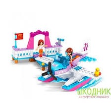 Конструктор AUSINI 24418 (48шт) самолет, причал, фигурки, животное, 161дет, в кор-ке,25,5-18,5-4,5см