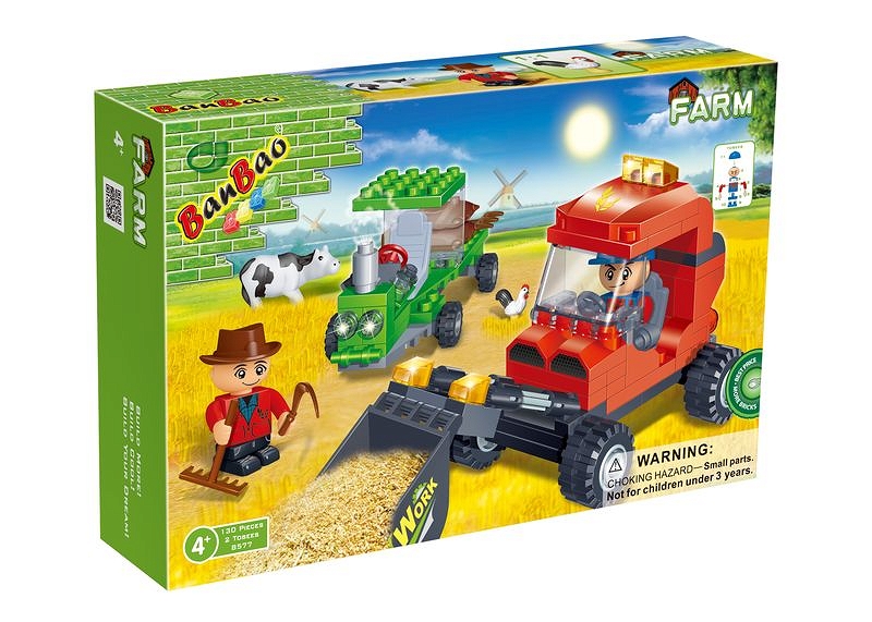 Конструктор BANBAO 8577 (36шт) ферма, 130 дет, фигурки 2шт, в кор-ке, 23-15-5см