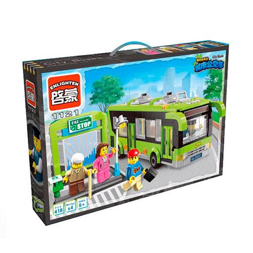 Конструктор BRICK 1121 (16шт) автобус, остановка, фигурки, 420дет, в кор-ке, 41,5-29-7см
