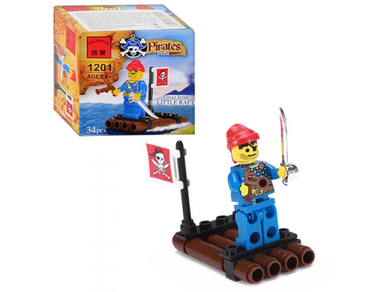 Конструктор BRICK 1201 (360шт) плот, пират, 34 дет, в кор-ке, 7-7-4,5см