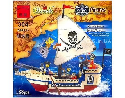 Конструктор BRICK 304/705560 (36шт) 188 дет, пірати, разобр, в кор-ке, 23,5-19-4,5 см