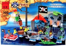 Конструктор BRICK 309 (24шт) 206 дет, пірати, разобр, в кор-ке, 33,5-24-4см