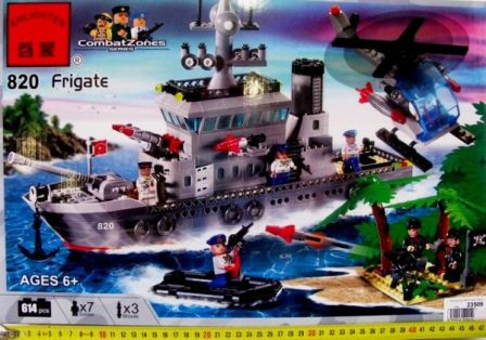 Конструктор BRICK 820 (18шт) фрегат, 614 дет, в кор-ке, 48-32-6,5 см