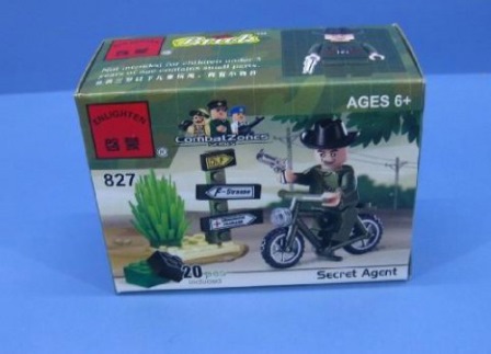 Конструктор BRICK 827 (300шт) шпион, 20 дет, в кор-ке, 9,5-7-4,5см