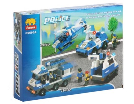 Конструктор JUBILUX C 9693 (36шт) полицейская машина, 268 дет, в кор-ке, 29-22-5см