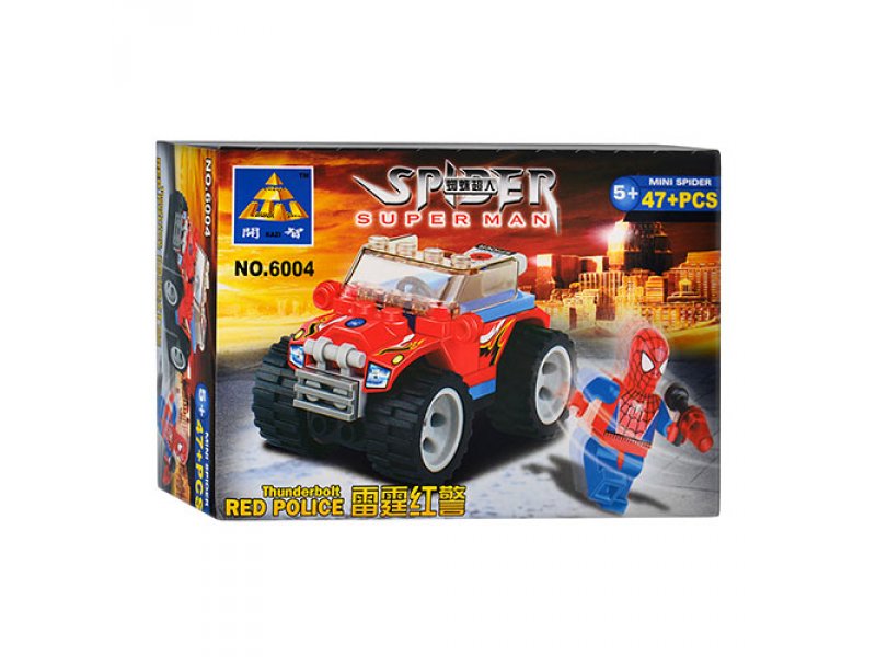 Конструктор KAZI 6004 (256шт) СМ, фигурка, машинка, 47 дет, в кор-ке, 14,5-9,5-4,5см